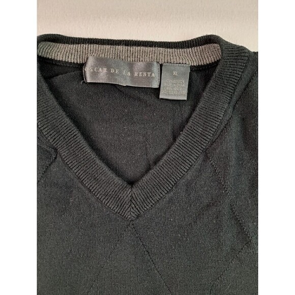 Oscar De La Renta Argyle Golf Sweater Vest Black Mens XL - Picture 2 of 5